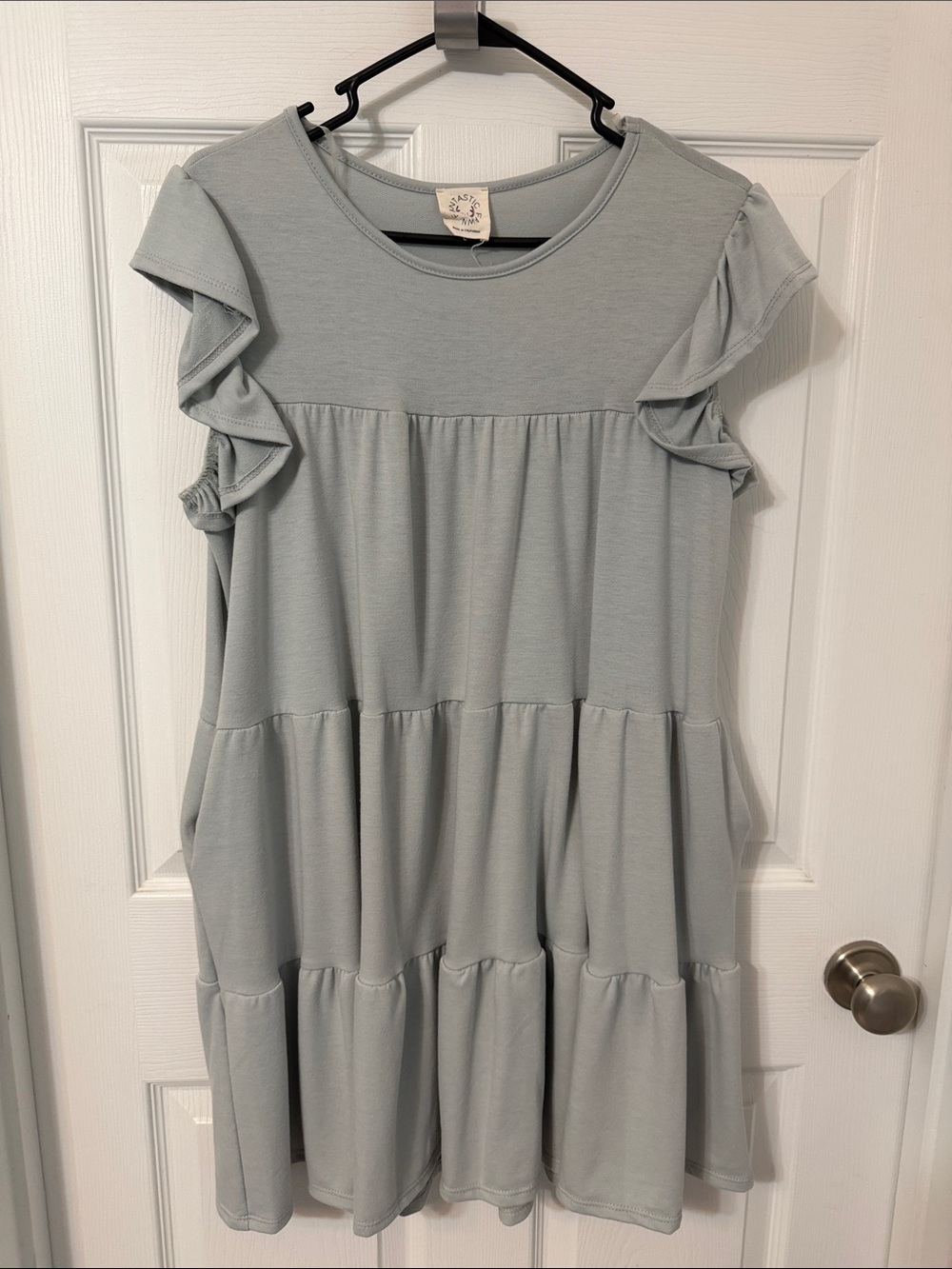 Fantastic Fawn Sage Tiered Ruffle Sleeve Dress